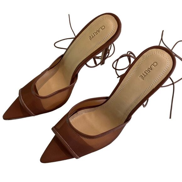 Clarité Brown Wrap Up Stilettos - Picture 6 of 8